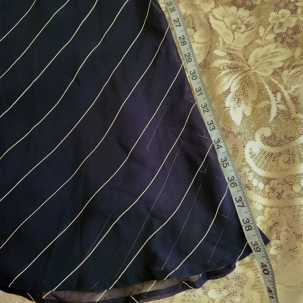 Vintage Lauen Ralph Lauren Navy White Bias Striped Skirt Size 10 28.5" - Picture 6 of 6